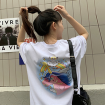 Large size loose half-sleeve T-shirt womens short sleeve ins loose long Net red port wind Super fire body shirt tide summer New