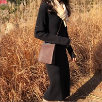 Autumn and winter wear 2021 long knee temperament bottom dress