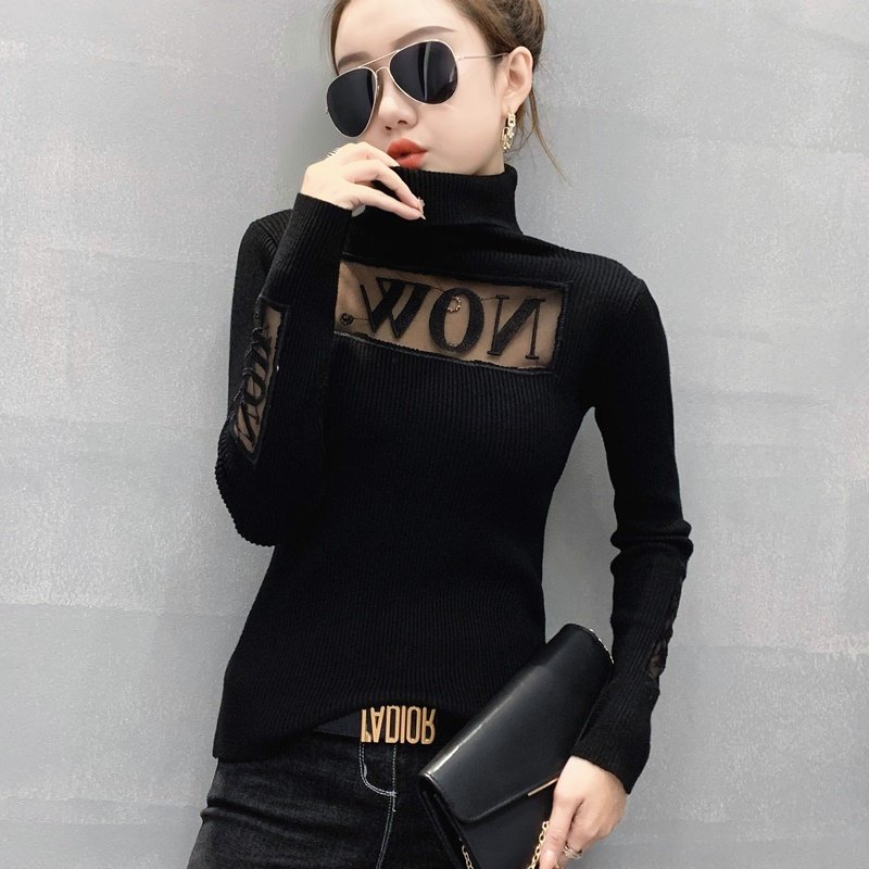 The counter shopping mall withdraws the international big-name cut label surplus single-tail single-tailed sweater women's Korean version of the self-cultivation high-neck knitted bottoming shirt