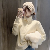 Mink velvet sweater women 2020 new autumn and winter thickened turtleneck pullover sweater Hong Kong style Japanese top Joy