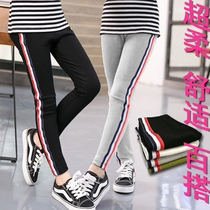 Spring Autumn Season Pure Cotton Side Striped Girls Beat Bottom Pants Casual Baby Children Outwear Sports Small Feet 90% Pants
