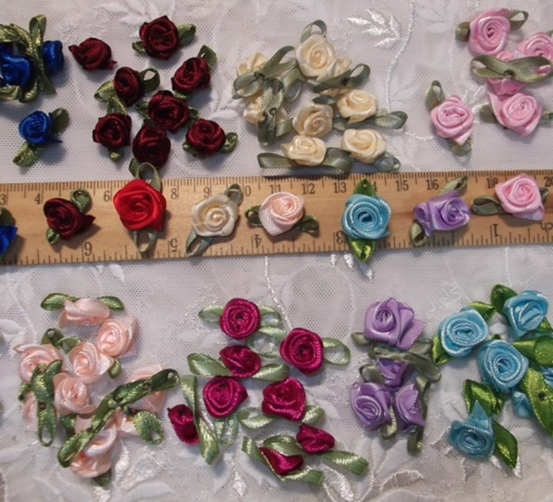 B103 multi-style cute little flowers diy hand decorated candy colored silk satin rose accessories 1 8 Yuan 10 Dot