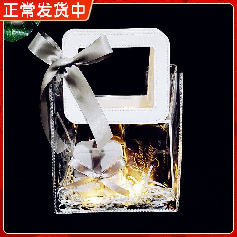 520 send girlfriend pvc transparent bag upscale suede necklace bracelet for ring courting wedding jewellery packaging empty box