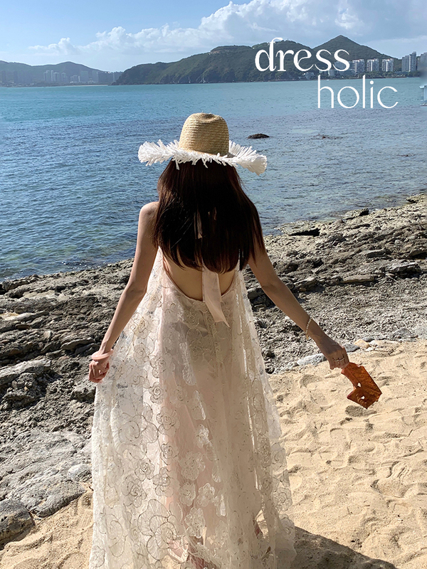 Dressholic Holiday-Style Wedding Robe Halter Dress Embroidered with a Beautiful Atmosphere for Stunning Photoshoots Long Dress