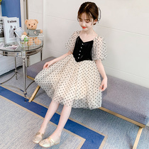  Next Kiss girls dress 2021 summer new little girl western style princess skirt short-sleeved mesh skirt