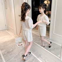  Next Kiss girls  suit 2021 summer new Zhongda childrens western style doll collar fashionable short-sleeved two-piece suit