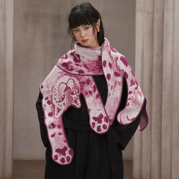 Kamo Original Pink Panther Large Shawl Blended Wool Skin-Friendly Knitted Animal Scarf Fashionable Cape