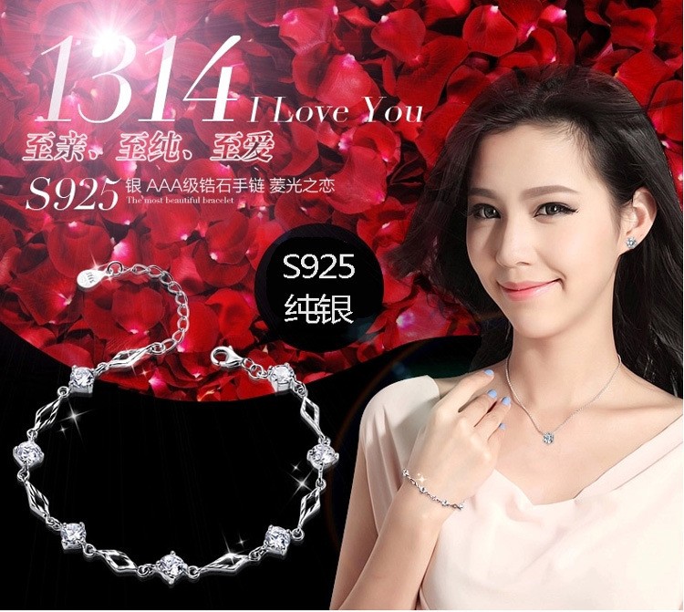 Vòng đeo tay nữ Hàn Quốc phiên bản của sinh viên đơn giản tươi có thể chữ new sterling bạc thời trang tính khí bạc trang sức để gửi quà tặng