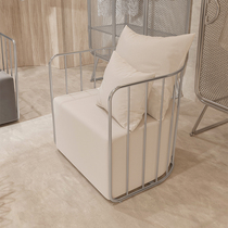 Clothing store designer light luxury sofa beauty salon cashmere small single sofa nail White