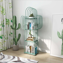 Creative wrought iron bookshelf floor home multi-layer shelf simple childrens magazine small bookcase cactus storage rack