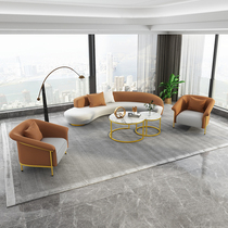 Nordic arc sofa light luxury hotel lobby meeting sofa simple modern beauty salon sofa curved sales office