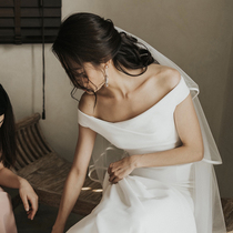 Shoulder light wedding qi di princess dream chao xian thin little trip shoot outdoor wedding bridal dresses