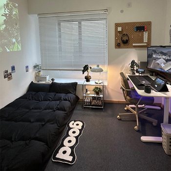 Black and gray gaming room fully carpeted rental renovation
