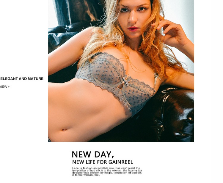 Girl Beauty House Winter Sexy Half Cup Bra Slim Lace Thêu Không Sponge Trong suốt Đồ lót mỏng Xám Bra áo lót k dây
