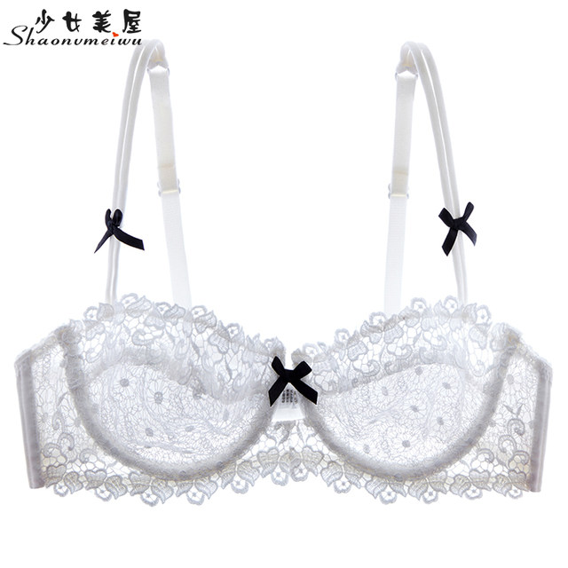 Girl Meiwuxia sexy half cup bra ultra-thin lace pure desire anti