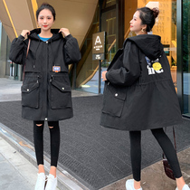 Pregnant Woman Spring Clothing Jacket 2022 New Pregnancy Late-stage Big Code Loose With Cap Temperament Blouse Pregnancy Woman Dress Spring And Autumn Windsuit