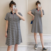 Pregnancy Woman Dress 2022 Spring Summer New out striped Turtresses Dress Relaxed Temperament Outside to Wear Skirts