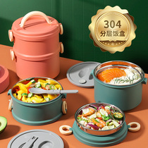 304 stainless steel multi-layer insulated lunch box divided lunch box for office workers and student insulated bucket extra long for 1 person