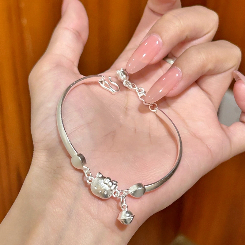 Kt Pure Silver 999 Boutique Kuromi Hello Kitty Cinnamoroll Bracelet Sanrio Bangle Gift for Best Friend or Lover