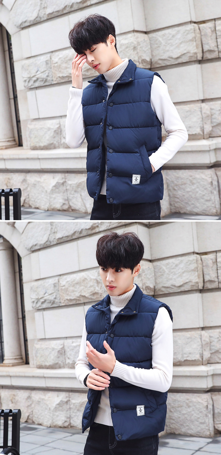 Vest nam mùa thu đông dày xuống áo khoác cotton mùa đông đôi nam nữ phiên bản Hàn Quốc của xu hướng vest vest đẹp trai áo khoác nam giả vest