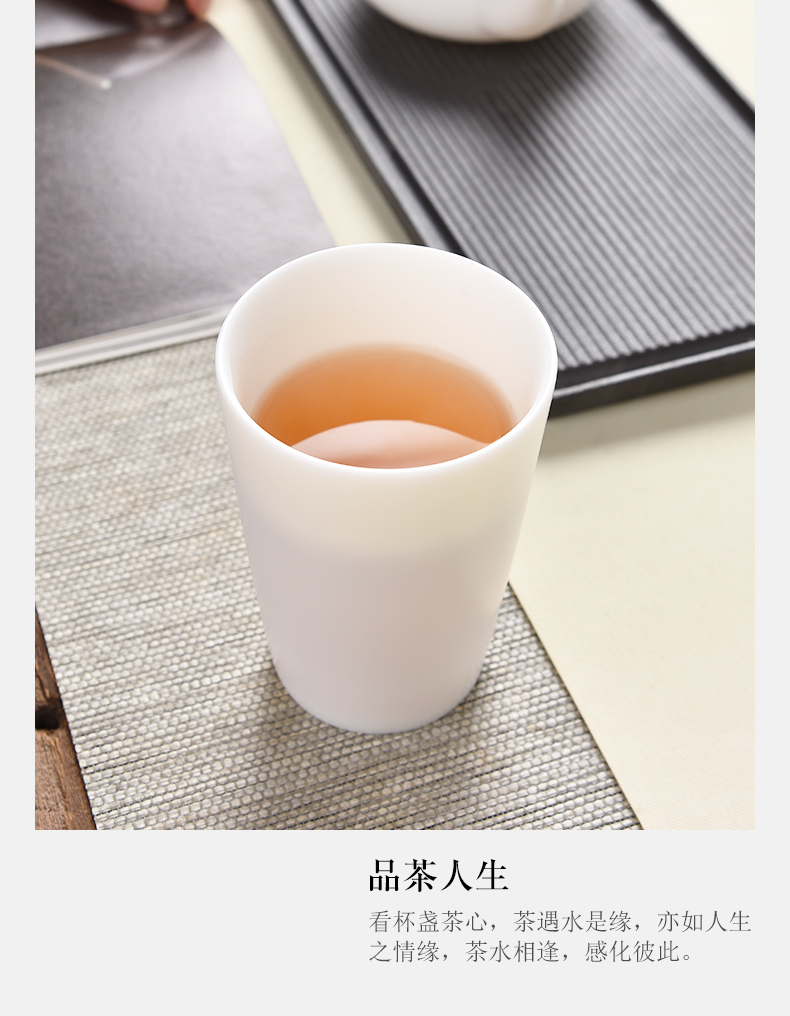 Mud printing ceramic cups male household dehua white porcelain cup warm hand contracted large glass office getting tea cups