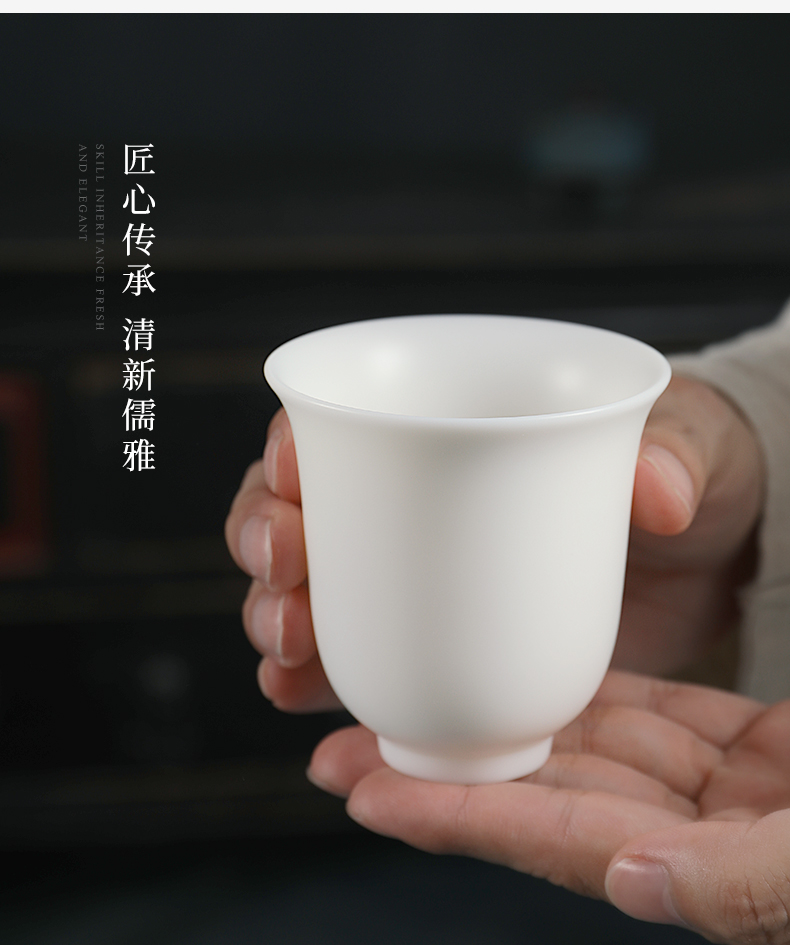 Dehua white porcelain clay seal sample tea cup master cup single cup large bowl suet jade porcelain kung fu tea tea set