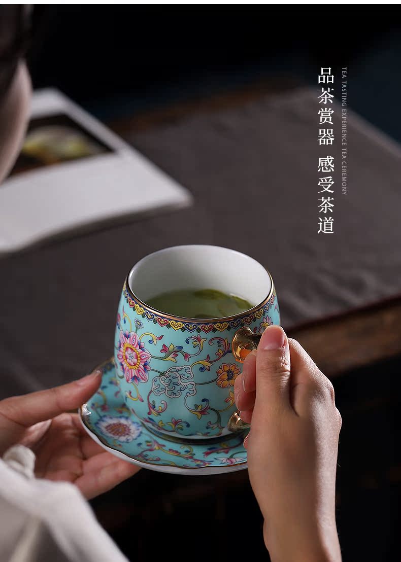 Mud to print colored enamel boss see colour office cup checking ceramic keller cup household glass tea cup with cover cups