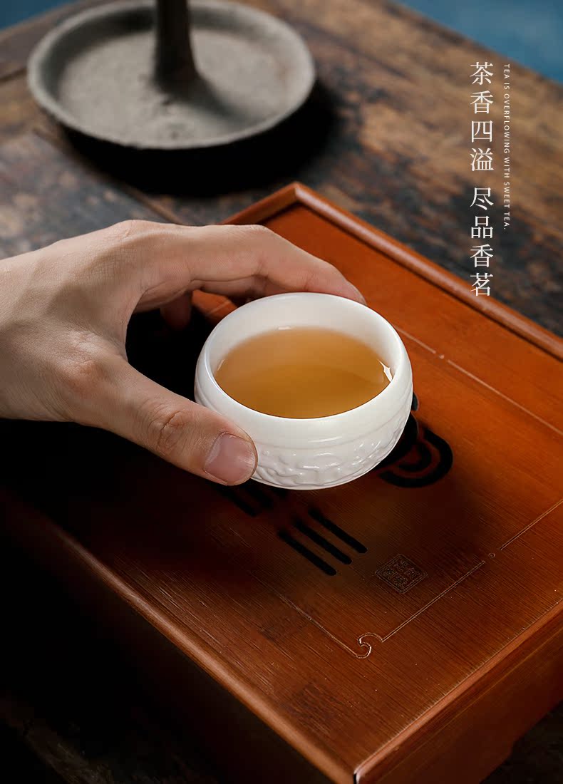 Dehua white porcelain clay seal sample tea cup master cup single CPU kung fu tea cup China the white all checking gift boxes