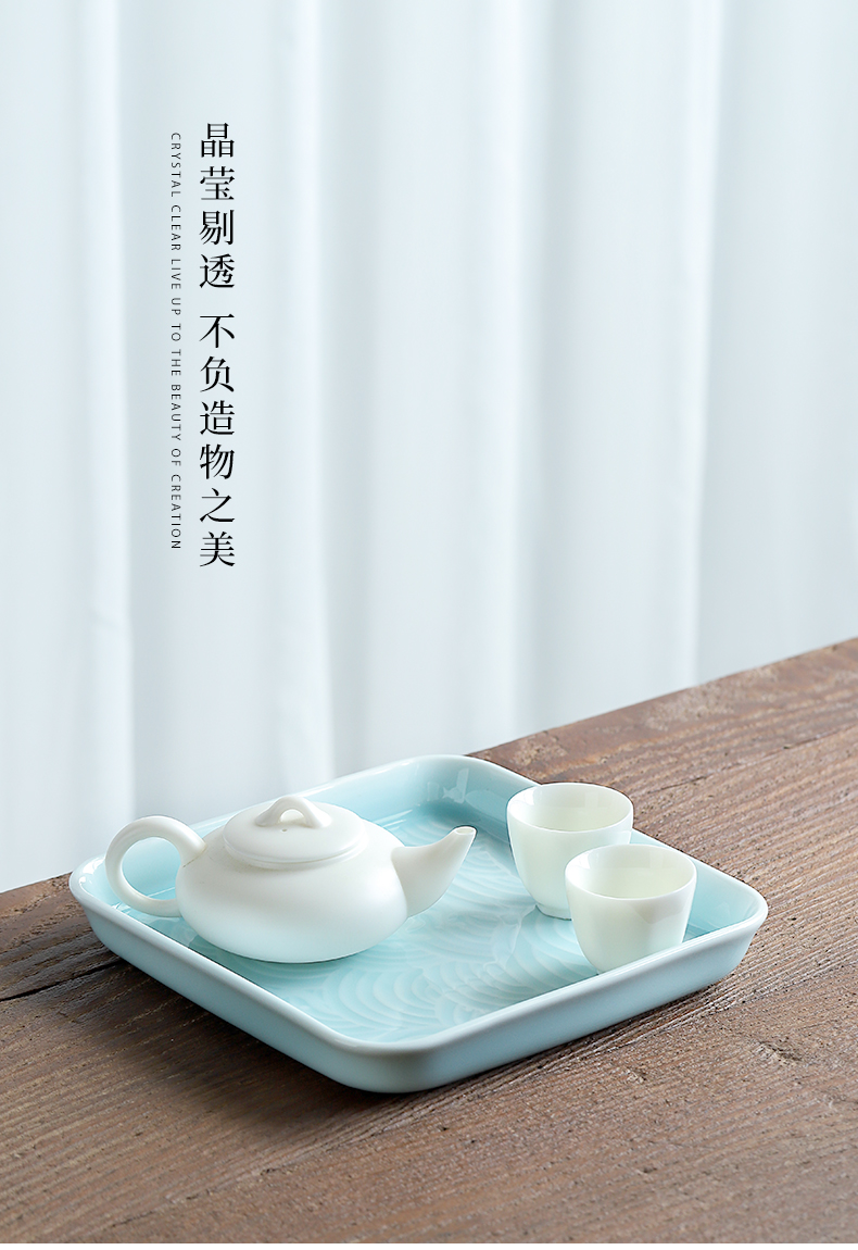 Mud seal small household ground tea set square, a rectangle dry mercifully set contracted ceramic tea saucer kung fu tea set