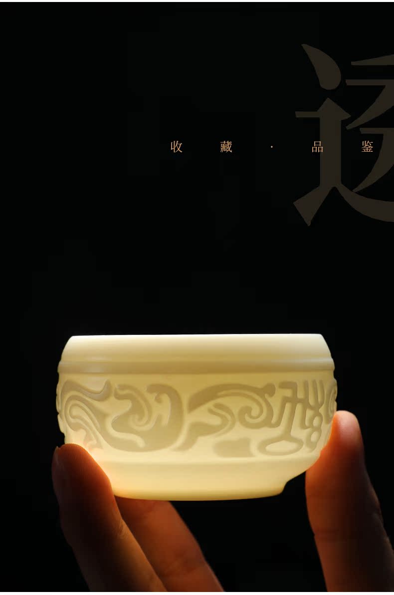 Dehua white porcelain clay seal sample tea cup master cup single CPU kung fu tea cup China the white all checking gift boxes