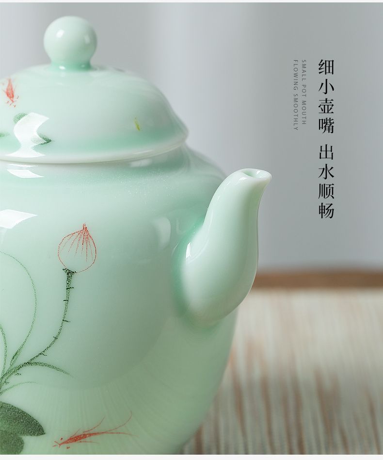 Mud seal celadon kung fu tea set simple hand - made travel all - in portable blister tray caddy fixings ceramic teapot