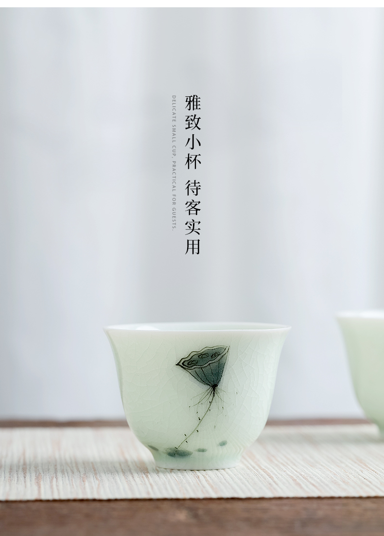 Mud seal kung fu tea set suit household contracted Japanese green lotus glaze ceramic teapot hand - made teacup gift boxes