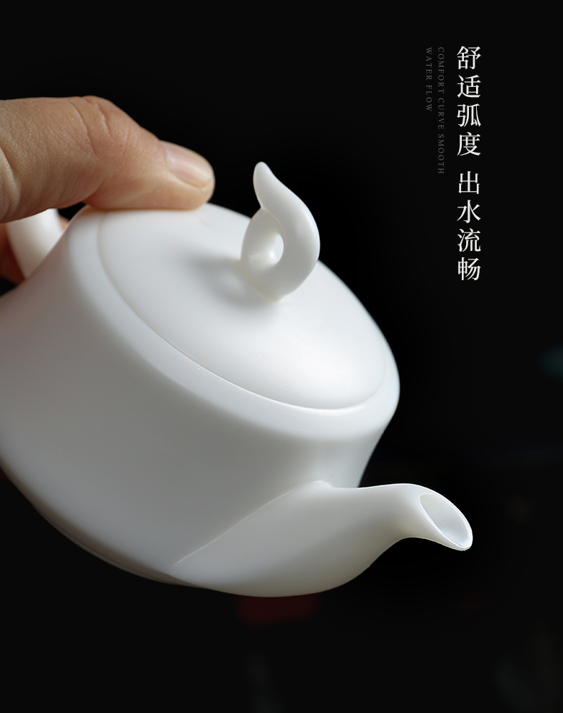 Mud seal dehua white porcelain tea sets suet jade porcelain kung fu tea set household Chinese white ceramic teapot gift boxes