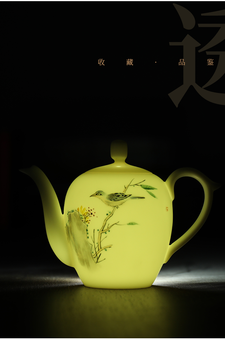 Mud seal the magpies kung fu tea set suit household contracted hand - made white porcelain teacup suet jade teapot custom gift boxes