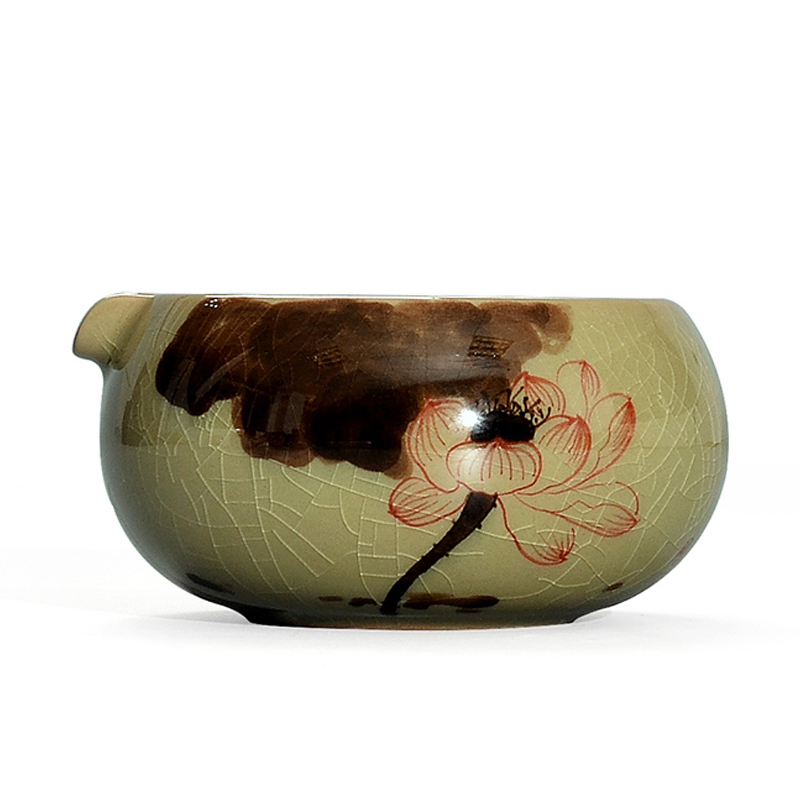 Hand draw the 5 fold up production 】 【 ice cracked piece of pottery and porcelain kung fu tea cups to wash to writing brush washer tea accessories tea to wash