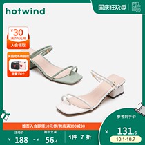 Hotwind hot air sandals female Square head thick with a word buckle gentle fairy shoes 2020 Summer new wild