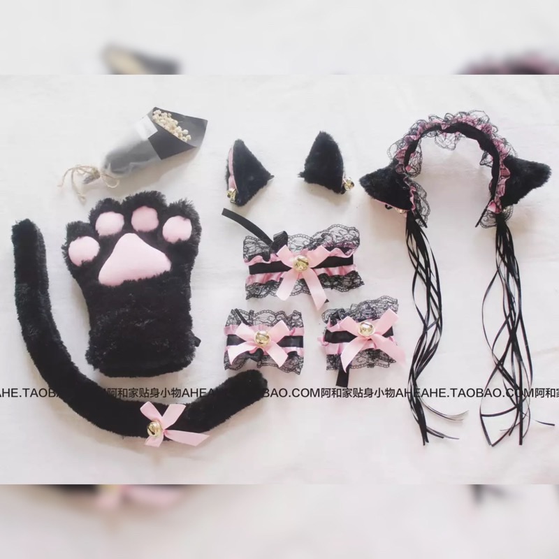 Cosplay Kitten ears Bear claws Cat claws Cat girl hairband Gloves hairpin Bell bracelet Neck strap