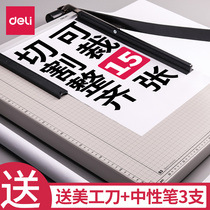 Deli paper cutter a4 manual steel wooden paper cutter cutting photo business card photo cutting paper cutter a3b3 multifunctional paper cutter small guillotine knife paper cutter cutting knife