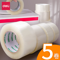 Del transparent tape 5 rolls of large roll sealing tape sealing tape with express packing and sealing wide tape high viscosity high toughness transparent adhesive large 4 5 6cm series adhesive tape tape paper wholesale