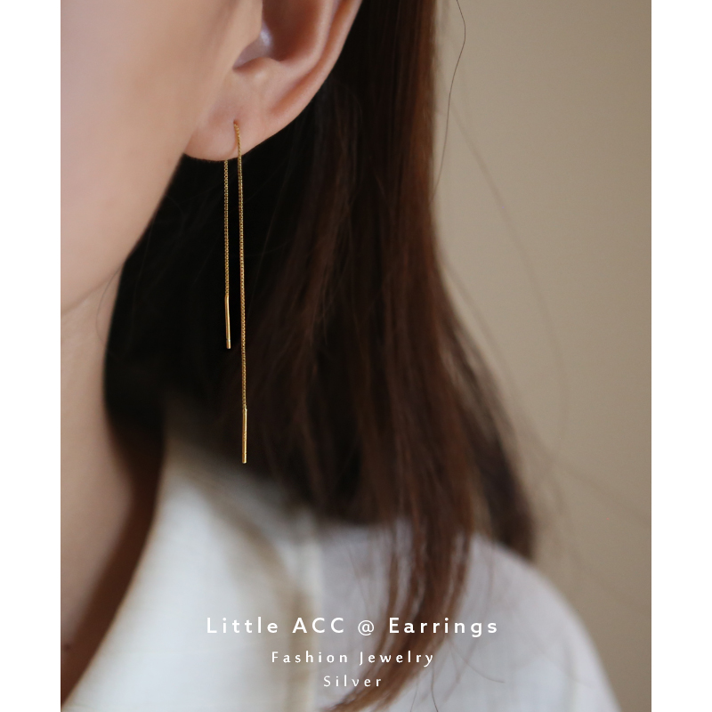 Little Acc long long ~ ear chain 925 sterling silver tassel minimalist earrings multi-ear hole minimalist personality earrings 35