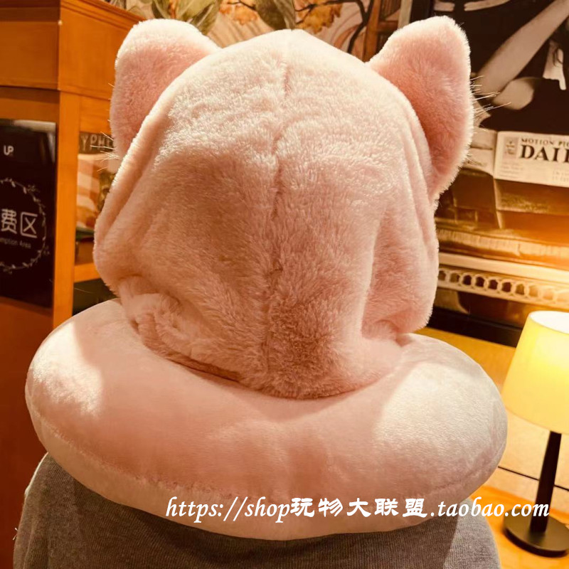 U- типа подушка 【包邮】动漫卡通史迪仔三眼仔连帽u型枕午睡神器旅行遮光枕