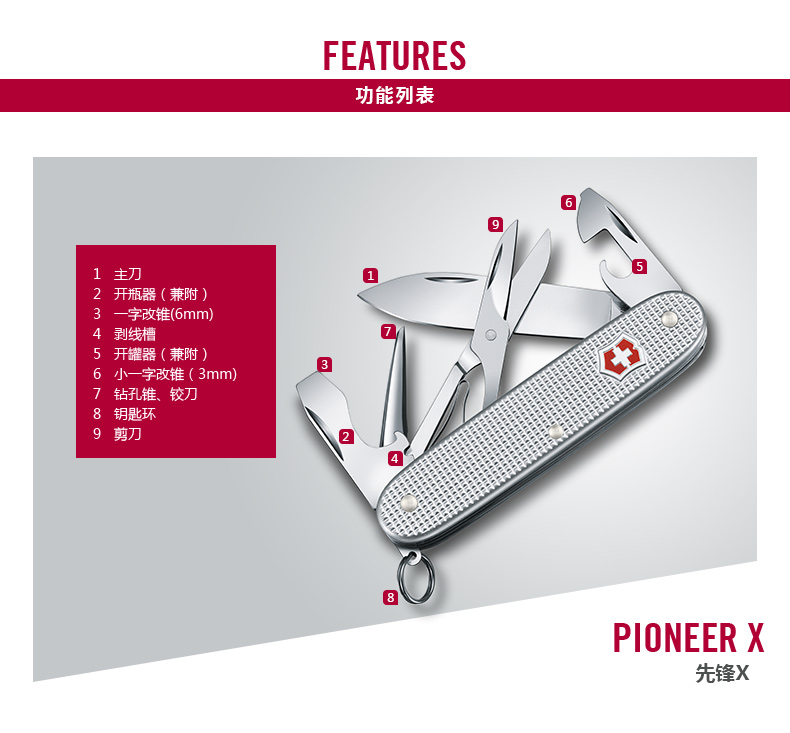Victorinox Swiss Army Knife Chính hãng Tiên phong X93mm Serg Serg Dao ngoài trời cầm tay cầm tay đa năng Công cụ gấp dao dao gấp