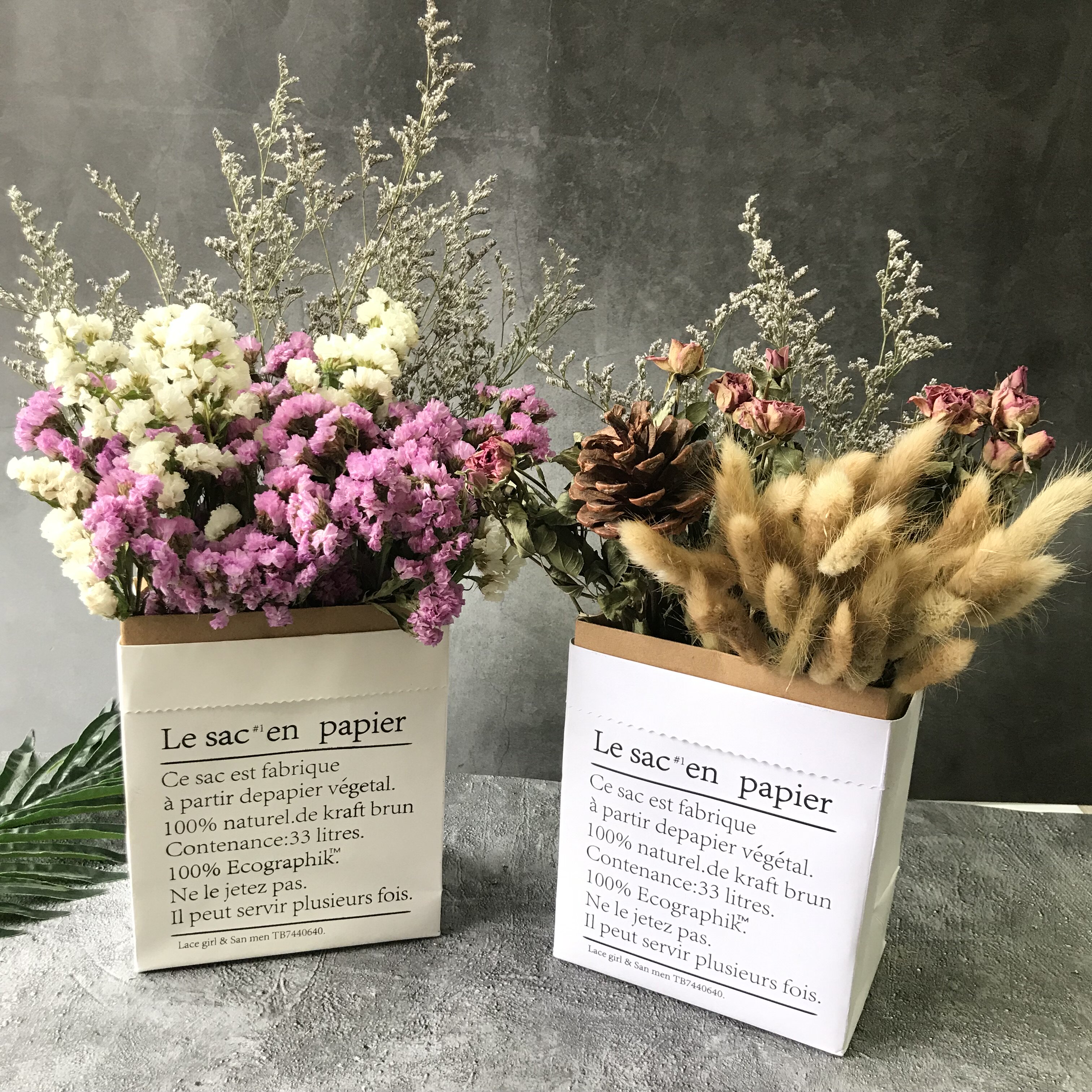 Full Star Dry floral bouquet Flowers Bouquet Garnish Embelles Net Red Ins Kraft Paper Bag Cotton Flower Arrangement Rose Home Guest