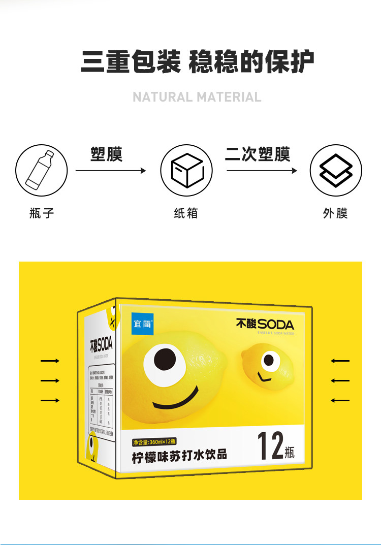 宜简 0糖0脂0卡0色素 无汽柠檬味苏打水 360ml*6瓶 图9
