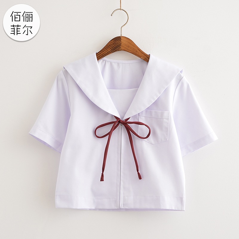 Nhật Bản đồng phục đồng phục thủy thủ trắng không kanxi chính thống quần áo mùa hè trăm mùa hè cơ bản thẻ màu trắng tinh khiết