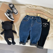 Sense Chen Chen Ma childrens clothing plus velvet jeans 2021 New Winter Childrens men and women baby thick trousers tide