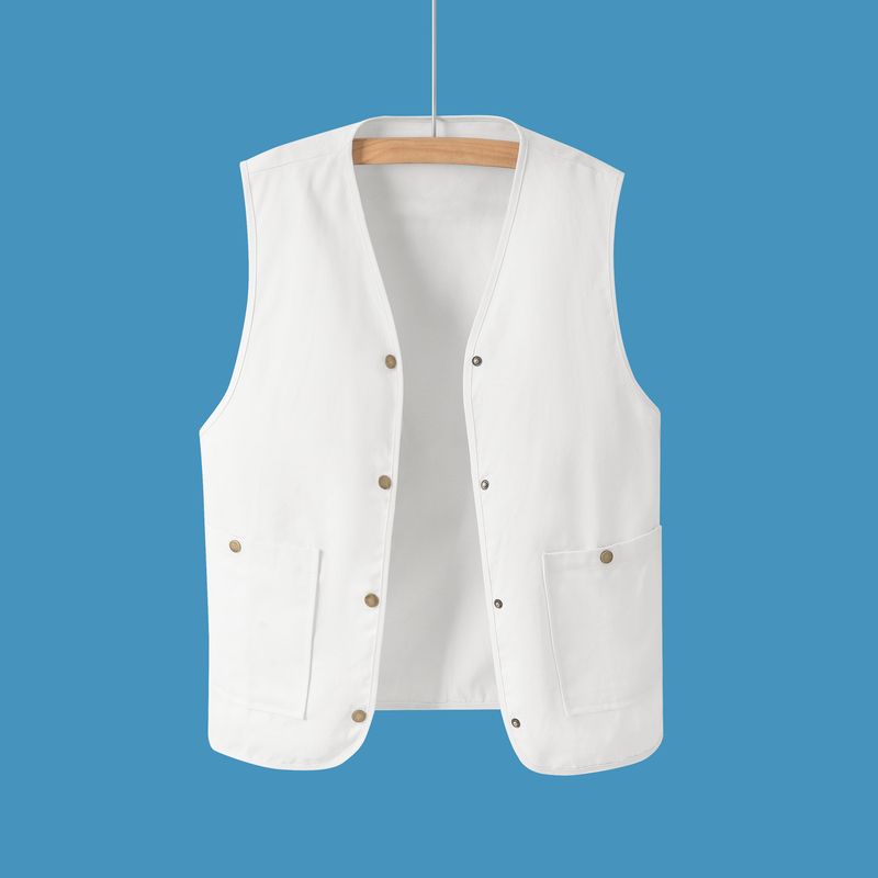 Embroidered Pure White Denim Vest Short Jacket for Men, Spring and Summer 2024 New Korean Style Loose Vest Top