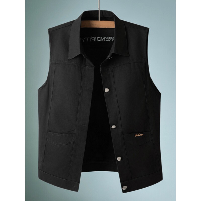 Embroidered White Denim Vest Short Jacket for Men, Spring and Summer 2024 New Korean Style Loose Vest Top