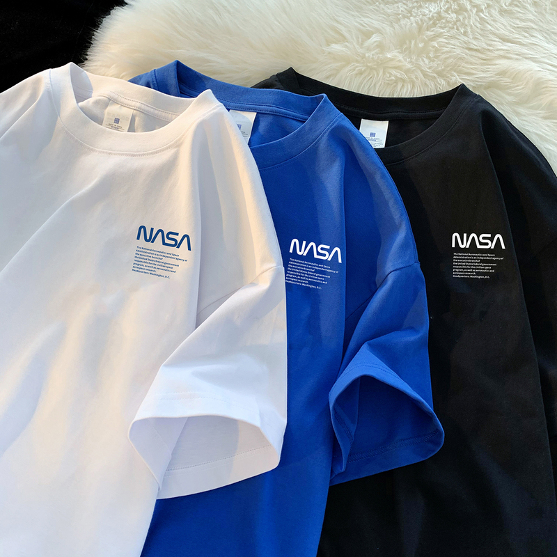 2025 New Summer Nasa Collaboration Short-Sleeve T-Shirt for Men, Pure Cotton Trendy Brand White Heavyweight T-Shirt, Couple Outfit Tee 2025 New Summer Nasa Collaboration Short-Sleeve T-Shirt for Men, Pure Cotton Trendy Brand White Heavyweight T-Shirt, Couple Outfit Tee