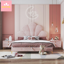 Nordic princess bed dream girl daughter girl heart bed pink fabric children bed girl bedroom 1 2 meters 1 5